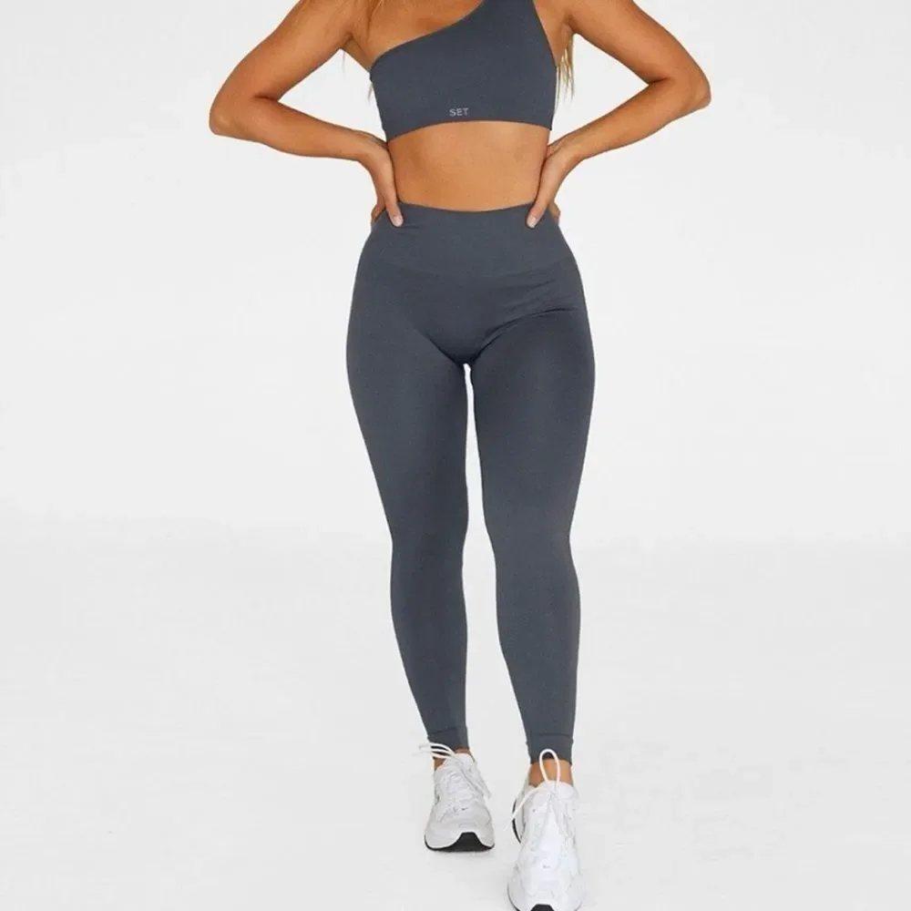 SET ACTIVE Sculptflex Power gray seamless leggings women’s size small